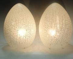 Paolo Venini Pair of Large Murano Glass Egg Lamps in Rare Lacy Pattern Attributed to Venini - 2107378