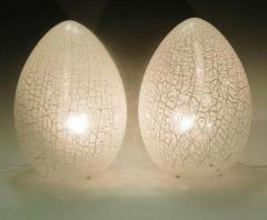 Paolo Venini Pair of Large Murano Glass Egg Lamps in Rare Lacy Pattern Attributed to Venini - 2107381