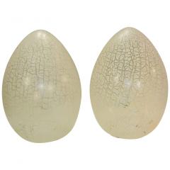 Paolo Venini Pair of Large Murano Glass Egg Lamps in Rare Lacy Pattern Attributed to Venini - 2107383