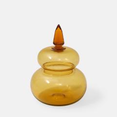 Paolo Venini Rare Apothecary Jar Model 4742 in Amber Glass by Venini - 4281072