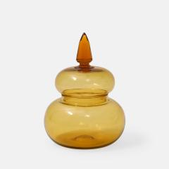 Paolo Venini Rare Apothecary Jar Model 4742 in Amber Glass by Venini - 4281075