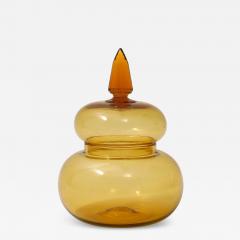 Paolo Venini Rare Apothecary Jar Model 4742 in Amber Glass by Venini - 4281156