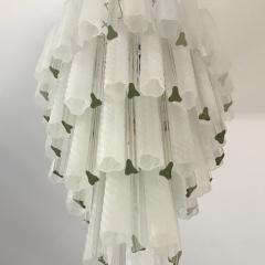 Paolo Venini Venini 1960s Cylinder Crystal and White Murano Glass Round Chandelier on Nickel - 3545813