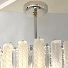 Paolo Venini Venini 1960s Cylinder Crystal and White Murano Glass Round Chandelier on Nickel - 3545814