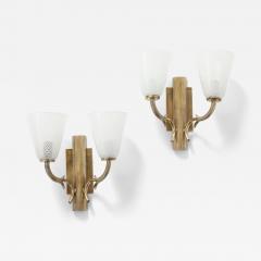 Paolo Venini Venini Reticello Glass and Brass Pair of Wall Sconces circa 1940 - 4000428