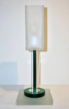 Paolo Venini Venini Vintage Green Pair of Table Lamps with White Frosted Murano Glass Shades - 616738