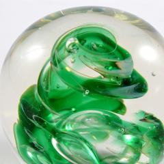 Paperweight Hand Blown Green Glass Swirl Dated 8 1892 - 139528