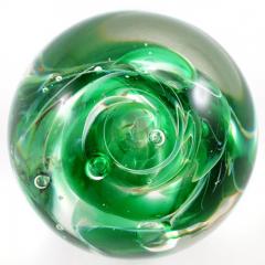 Paperweight Hand Blown Green Glass Swirl Dated 8 1892 - 139529