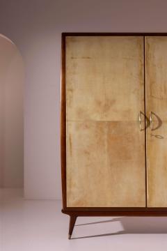 Parchment Clad Wardrobe Italian Manufacture 1950s - 4522714