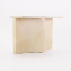 Parchment covered console table having a double concave design base  - 3595478