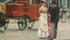 Paris Street Scene Oil Painting of Horse and Carriage - 3368107