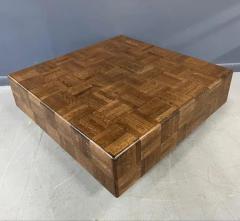 Parquet Floating Square Cocktail Coffee Table with a Plinth Base Mid Century - 3387583
