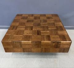 Parquet Floating Square Cocktail Coffee Table with a Plinth Base Mid Century - 3387585
