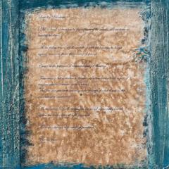 Parris Jaru A Drop in the Pond Poetry Painting with Inscriptions and Poem by the Artist - 3819180