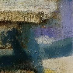 Parris Jaru Beachside Accommodations Abstract Figurative Oil Painting with Blue and Yellow - 3822745