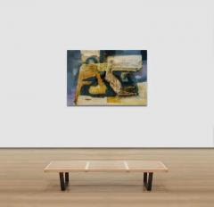 Parris Jaru Beachside Accommodations Abstract Figurative Oil Painting with Blue and Yellow - 3822754