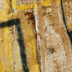 Parris Jaru Before The People Abstract Versus Figurative Painting with Yellow Blue Colors - 3822776