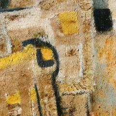 Parris Jaru Before The People Abstract Versus Figurative Painting with Yellow Blue Colors - 3822778