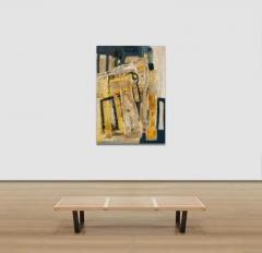 Parris Jaru Before The People Abstract Versus Figurative Painting with Yellow Blue Colors - 3822788