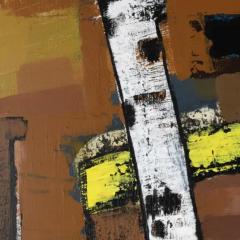 Parris Jaru Building Babylon Abstract Painting with Brown Yellow and Blue Colors - 3824506