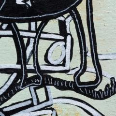 Parris Jaru Gun Control Surrealist Yellow and Black Painting of a Duck Dog and Gun - 3819194