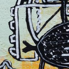 Parris Jaru Gun Control Surrealist Yellow and Black Painting of a Duck Dog and Gun - 3819195