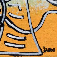 Parris Jaru Gun Control Surrealist Yellow and Black Painting of a Duck Dog and Gun - 3819196
