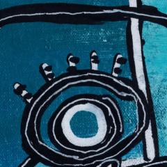 Parris Jaru Head Full of Air Surrealist Blue Painting - 3822598
