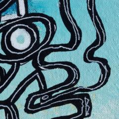 Parris Jaru Head Full of Air Surrealist Blue Painting - 3822600
