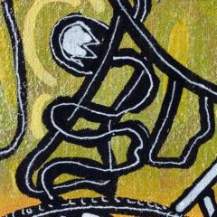 Parris Jaru I Swallowed a Gold Fish Surrealist Figurative Painting with Yellow and Green - 3819189