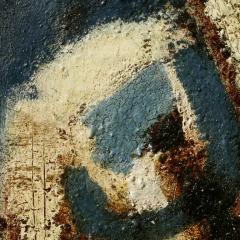 Parris Jaru In My Arms Abstract Versus Figurative Oil Painting with Blue and Rust Colors - 3822760