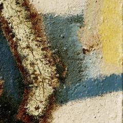 Parris Jaru In My Arms Abstract Versus Figurative Oil Painting with Blue and Rust Colors - 3822761
