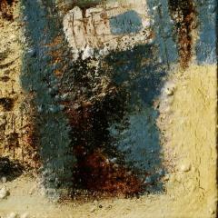 Parris Jaru In My Arms Abstract Versus Figurative Oil Painting with Blue and Rust Colors - 3822763