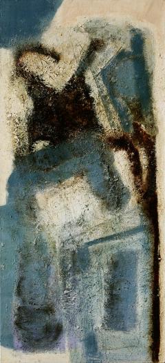 Parris Jaru Obvious Reasons Abstract Versus Figurative Painting with Aqua Blue Colors - 3822767