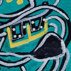 Parris Jaru Octopus Huggs Surrealist Blue and Yellow Figurative Painting - 3822588
