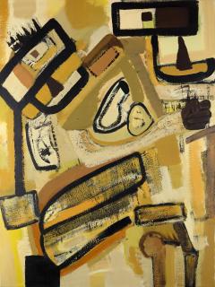 Parris Jaru The Great Emancipation Abstract Painting with Yellow and Brown Colors - 3824432