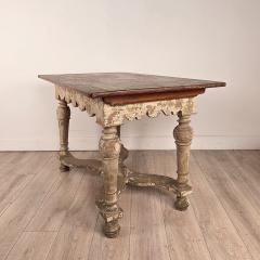 Partially Painted Kitchen Table with Reversible Top Sweden 19th century - 4774732