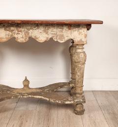 Partially Painted Kitchen Table with Reversible Top Sweden 19th century - 4774736