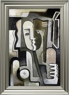 Pascal Jarrion Art Deco Style Cubist Oil Painting L treinte by Pascal Jarrion - 4730954