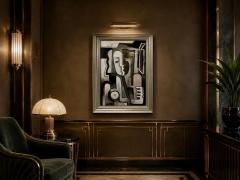 Pascal Jarrion Art Deco Style Cubist Oil Painting L treinte by Pascal Jarrion - 4730955