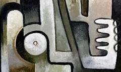 Pascal Jarrion Art Deco Style Cubist Oil Painting L treinte by Pascal Jarrion - 4730985