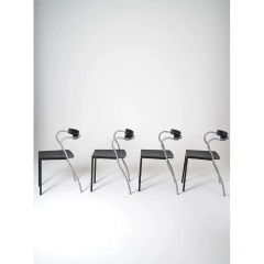 Pascal Mourgue Pair of Black Pascal Mourgue for Artelano Rio Side or Dining Chairs France 1990s - 3059747