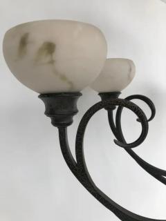 Pasquale Miranda for Feiss Iron and Alabaster Chandelier 20th Century - 3513580