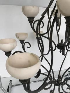 Pasquale Miranda for Feiss Iron and Alabaster Chandelier 20th Century - 3513648