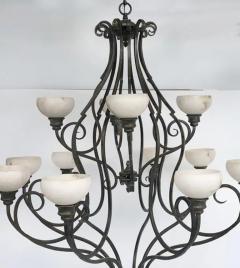 Pasquale Miranda for Feiss Iron and Alabaster Chandelier 20th Century - 3513652