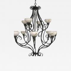 Pasquale Miranda for Feiss Iron and Alabaster Chandelier 20th Century - 3527613