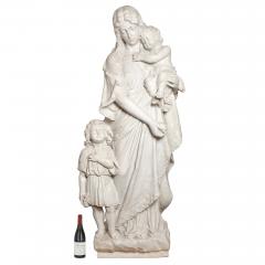 Pasquale Romanelli Romanelli Large Carrara marble group of Virgin Child and The Baptist signed P Romanelli - 2863224