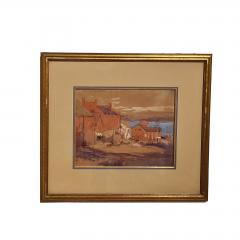 Pastel of a New England Fishing Village by George Haushalter circa 1920 - 4286230