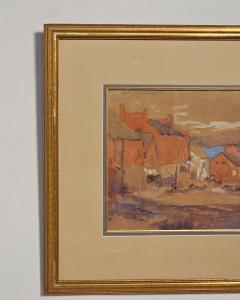 Pastel of a New England Fishing Village by George Haushalter circa 1920 - 4286232