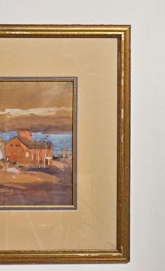 Pastel of a New England Fishing Village by George Haushalter circa 1920 - 4286233